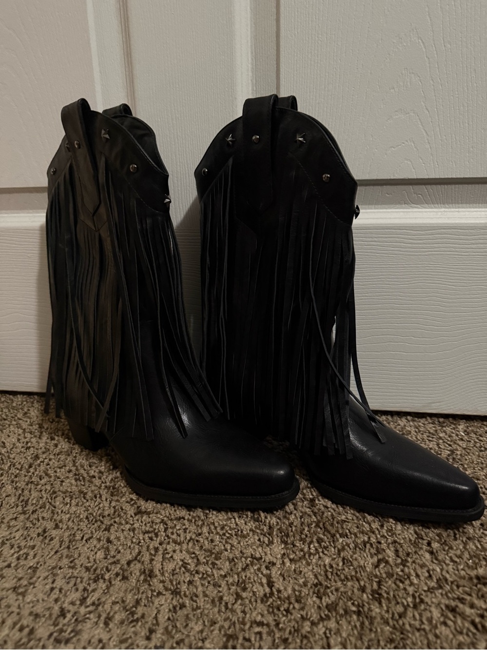 Black Fringe Western Cowboy Boots - Women